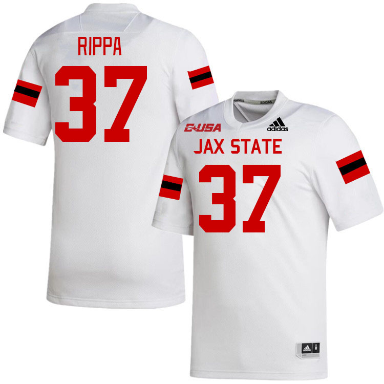 #37 Garrison Rippa Jacksonville State Gamecocks College Football Jerseys Stitched-White